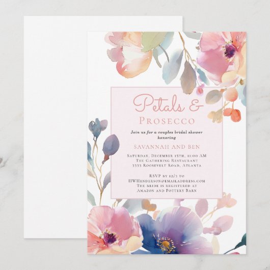 Bloembladeren en Prosecco koppels Floral Vrijgezel Kaart (Voorkant / Achterkant)