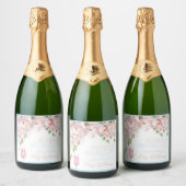 Bloembladeren en Prosecco Roze Rose Floral Vrijgez Sparkling Wijnetiket (Flessen)