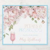 Bloembladeren en Prosecco Roze Rose Floral Vrijgez Sparkling Wijnetiket (Enkel label)