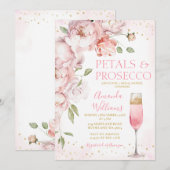 Bloembladeren en Prosecco Roze Wijn Bloemen Vrijge Kaart (Voorkant / Achterkant)