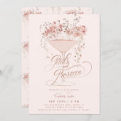 Bloembladeren en Prosecco Roze Wildflowers Vrijgez Kaart (Voorkant / Achterkant)