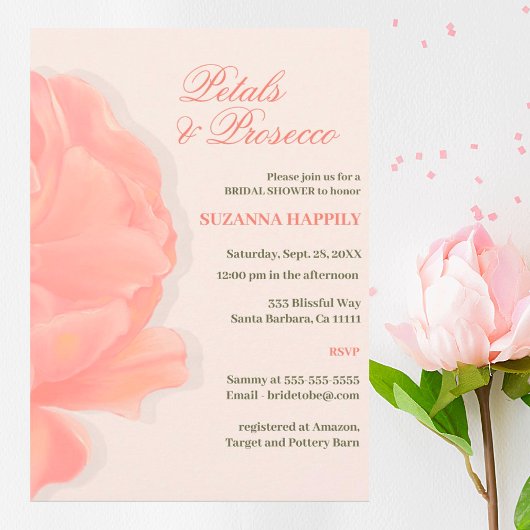 Bloembladeren & Prosecco Bloemen Blush Roze Vrijge Kaart