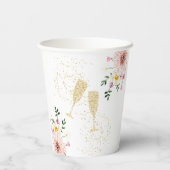 Bloembladeren & Prosecco Roze Bloemen Goud Vrijgez Papieren Bekers (Achterkant)