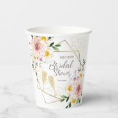 Bloembladeren & Prosecco Roze Bloemen Goud Vrijgez Papieren Bekers (Voorkant)