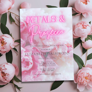 Bloembladeren & Prosecco Roze Neon Floral Vrijgeze Kaart