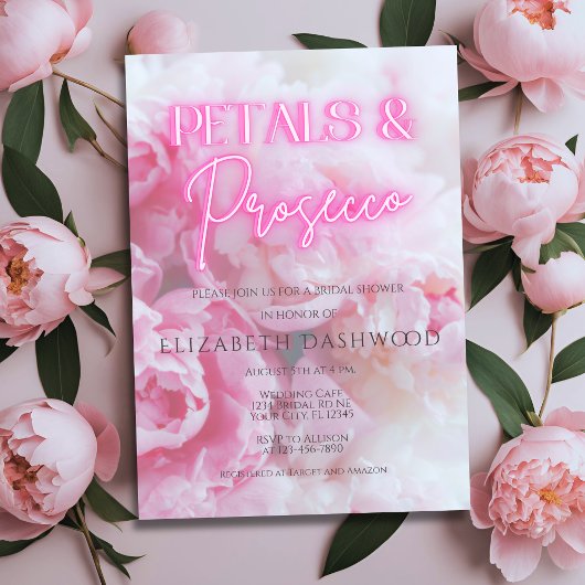 Bloembladeren & Prosecco Roze Neon Floral Vrijgeze Kaart