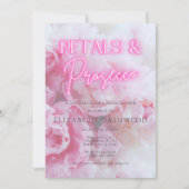 Bloembladeren & Prosecco Roze Neon Floral Vrijgeze Kaart (Voorkant)