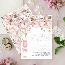 Bloembladeren & Prosecco Roze strik Bloemen Vrijge Kaart