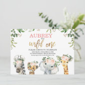 Bloembladeren Wild One Safari Dieren Verjaardag Kaart (Staand voorkant)