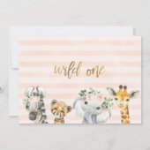 Bloembladeren Wild One Safari Dieren Verjaardag Kaart (Achterkant)