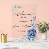 Bloemblauw acryl bruiloft teken bord (Huwelijk)