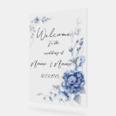 Bloemblauw acryl bruiloft teken bord (Hoek)