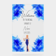 Bloemblauw acryl vrijgezellenfeest teken