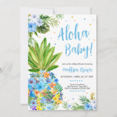 Bloemblauw ananas Baby shower Kaart (Voorkant)