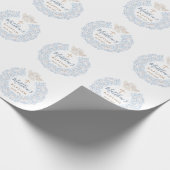 Bloemblauw Baby Angel Cross Doop Cadeaupapier (Hoek)