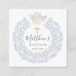 Bloemblauw Baby Angel Cross Doop Informatiekaartje