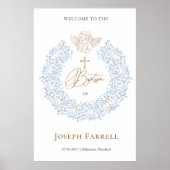 Bloemblauw Baby Angel Cross Doop Poster (Voorkant)