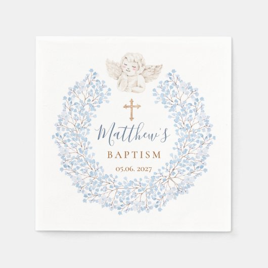 Bloemblauw Baby Angel Cross Servet (Voorkant)