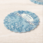 Bloemblauw blauwgroen Toile de Jouy Kartonnen Onderzetters (Gekanteld)