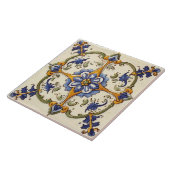  Bloemblauw Bloem op Wit Groen & Geel Tegeltje (Zijkant)