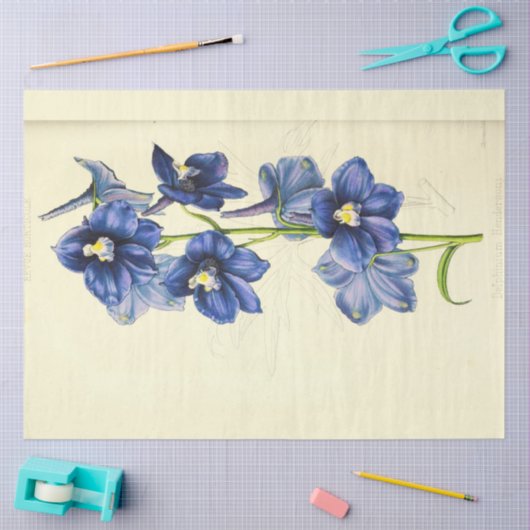 Bloemblauw Bloemen Ephemera Decoupage Tis Tissuepapier (Craft)