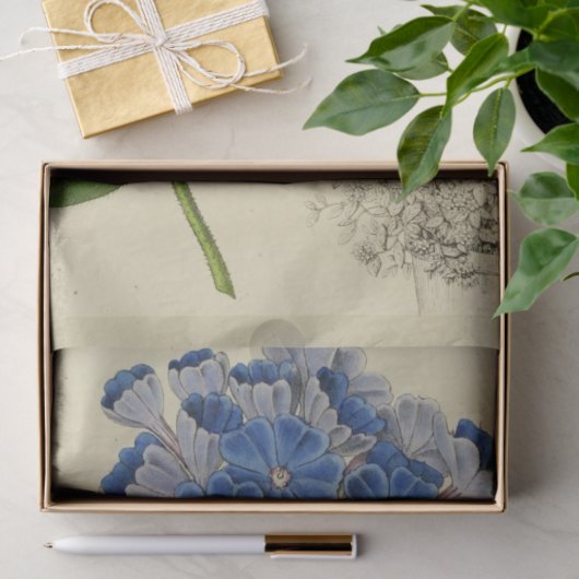 Bloemblauw Bloemen Ephemera Decoupage Tis Tissuepapier (Geschenk)