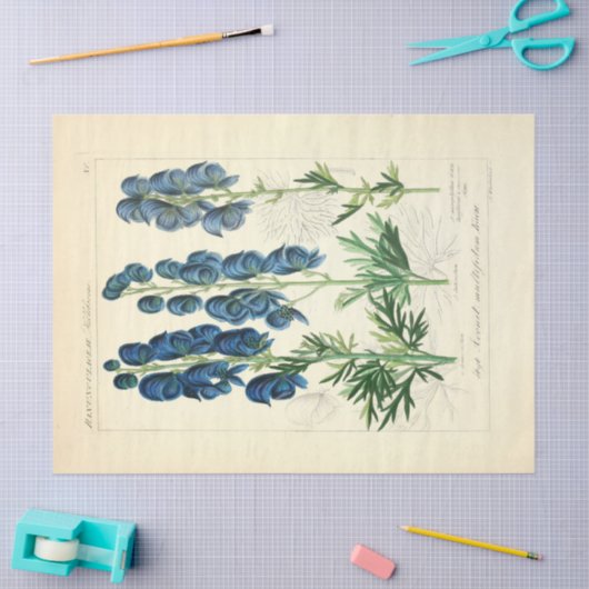 Bloemblauw Bloemen Ephemera Decoupage Tis Tissuepapier (Craft)