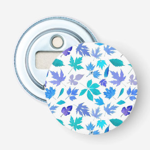 Bloemblauw Bloemen Patroon Design-36566 Button Flesopener