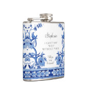  Bloemblauw Chinoiserie Aziatische bruidsmeisje Heupfles (Rechts)