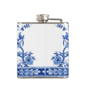  Bloemblauw Chinoiserie Aziatische bruidsmeisje Heupfles (Achterkant)