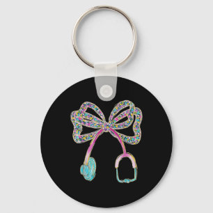 Bloemblauw Coquette Bow Nurse Stethoscope Nursing Sleutelhanger