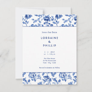 Bloemblauw delftware  stijl save the date
