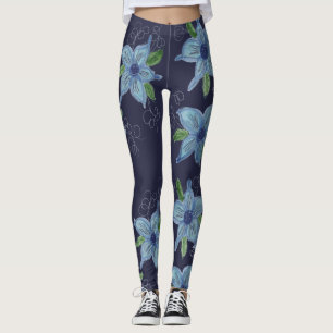 Bloemblauw Denim Gekleurde Sterren Leggings