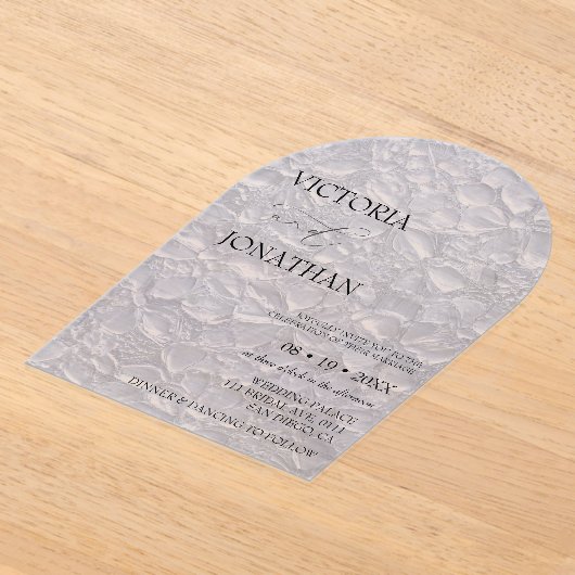 Bloemblauw Elegante Huwelijk Acryl Uitnodigingen (Laagn)