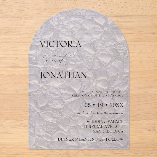 Bloemblauw Elegante Huwelijk Acryl Uitnodigingen (Voorkant)