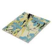 bloemblauw en geel tegeltje (Zijkant)