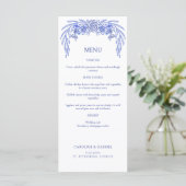 Bloemblauw Frans bruiloft menu (Staand voorkant)