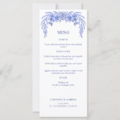 Bloemblauw Frans bruiloft menu (Voorkant)