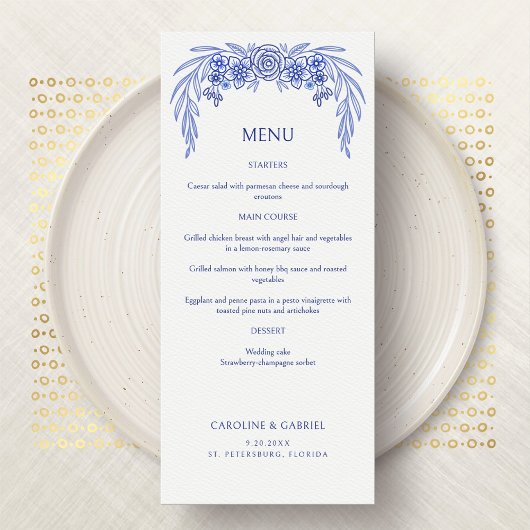 Bloemblauw Frans bruiloft menu