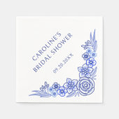 Bloemblauw Frans Vrijgezellenfeest Servet (Voorkant)