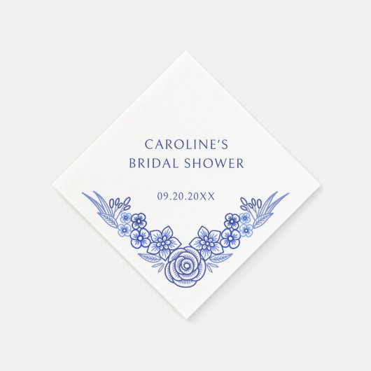 Bloemblauw Frans Vrijgezellenfeest Servet (Hoek)