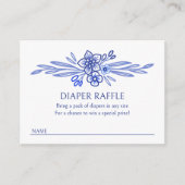 Bloemblauw Franse Luier Raffle Douche Informatiekaartje (Voorkant)