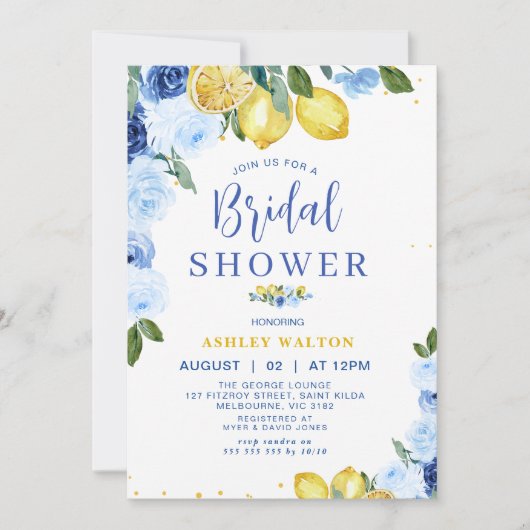 Bloemblauw geel citroen thema Vrijgezellenfeest Kaart (Voorkant)