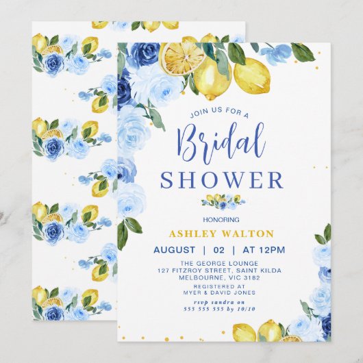 Bloemblauw geel citroen thema Vrijgezellenfeest Kaart (Voorkant / Achterkant)