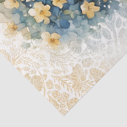 Bloemblauw & Geel Decoupage Tissue Papier (Detail)