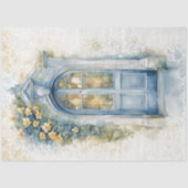 Bloemblauw & Geel Decoupage Tissue Papier (Voorkant)