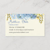 Bloemblauw Geel Modern Chic Visitekaartje (Achterkant)