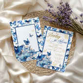 Bloemblauw Gouden Vlinder Baby in Bloei Douche Kaart