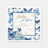 Bloemblauw Gouden Vlinder Baby in Bloei Douche Servet (Voorkant)