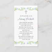 Bloemblauw groen kruis doopgebed contactkaartje (Voorkant)